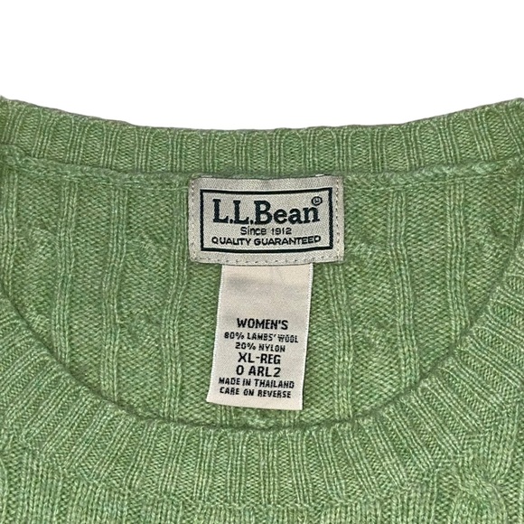 L.L. Bean Lambswool Blend Cable Knit Green Sweater - Women’s XL - Picture 10 of 11